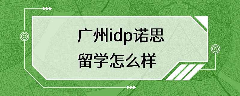 广州idp诺思留学怎么样