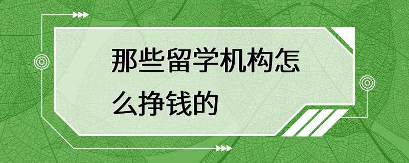 那些留学机构怎么挣钱的