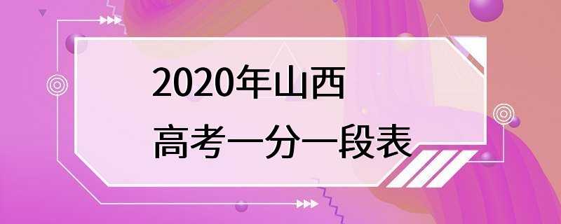 2020年山西高考一分一段表