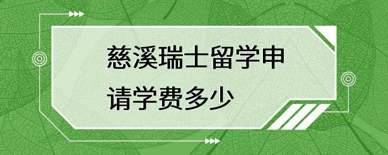 慈溪瑞士留学申请学费多少