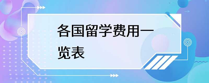 各国留学费用一览表