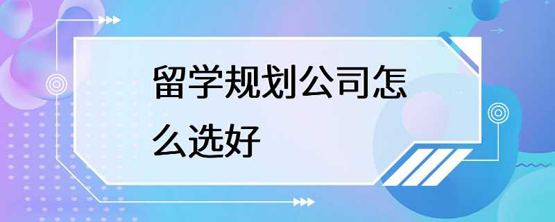 留学规划公司怎么选好