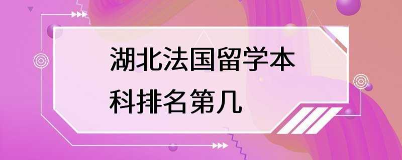 湖北法国留学本科排名第几