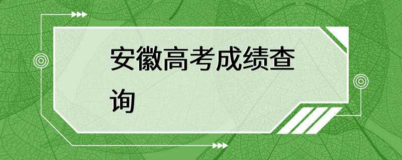 安徽高考成绩查询