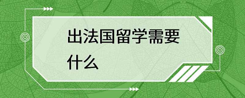 出法国留学需要什么