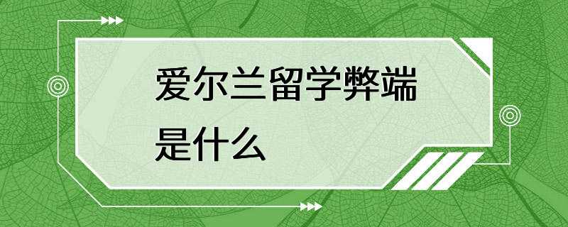 爱尔兰留学弊端是什么