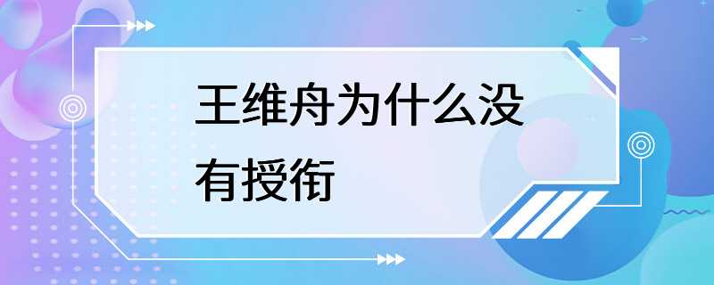 王维舟为什么没有授衔