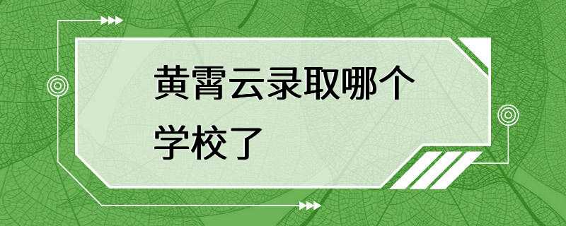 黄霄云录取哪个学校了