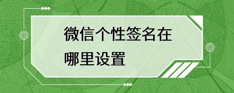 微信个性签名在哪里设置