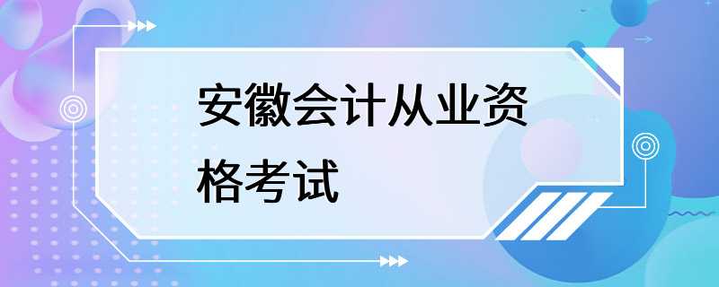 安徽会计从业资格考试