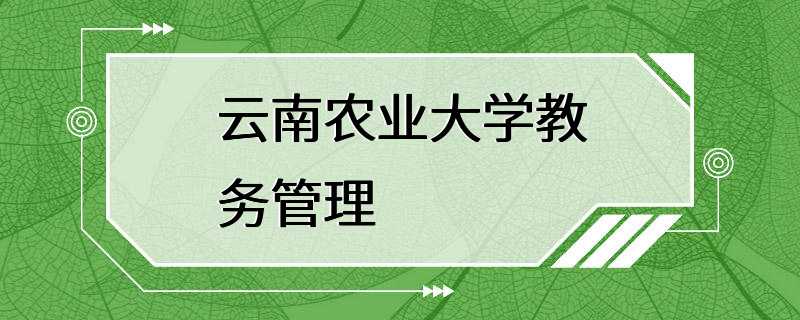 云南农业大学教务管理