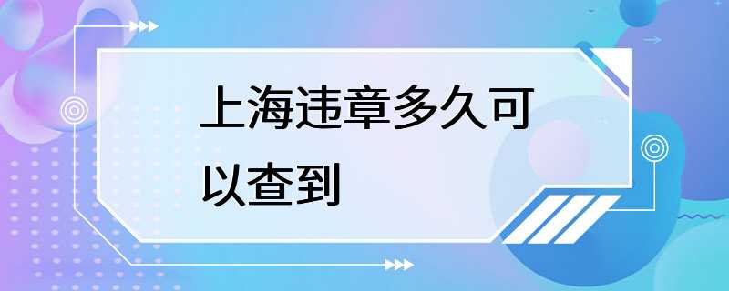 上海违章多久可以查到