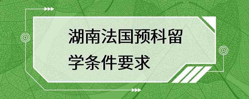 湖南法国预科留学条件要求