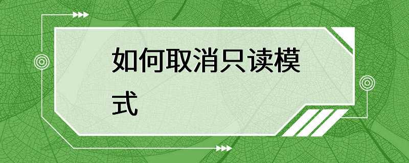 如何取消只读模式