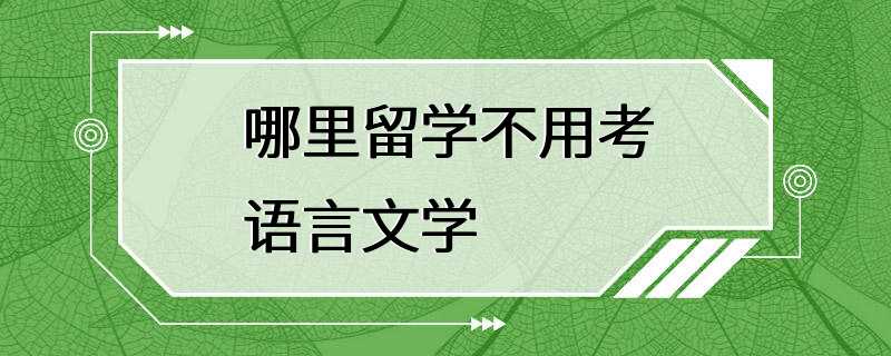 哪里留学不用考语言文学