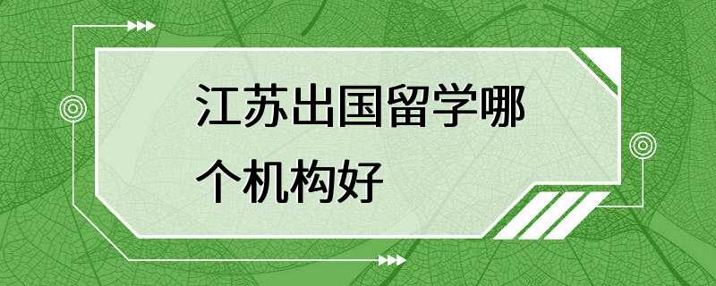 江苏出国留学哪个机构好