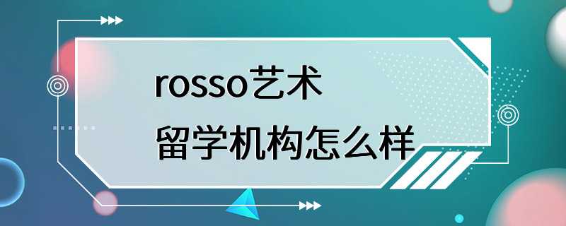 rosso艺术留学机构怎么样