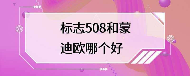 标志508和蒙迪欧哪个好