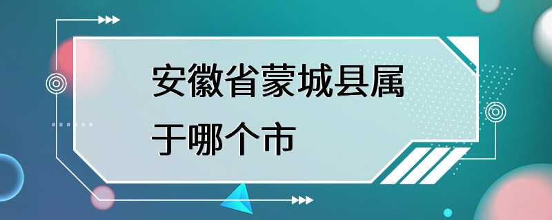 安徽省蒙城县属于哪个市