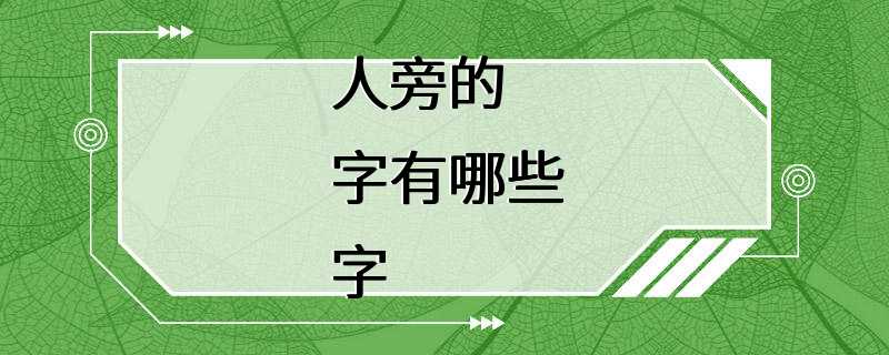 人旁的字有哪些字