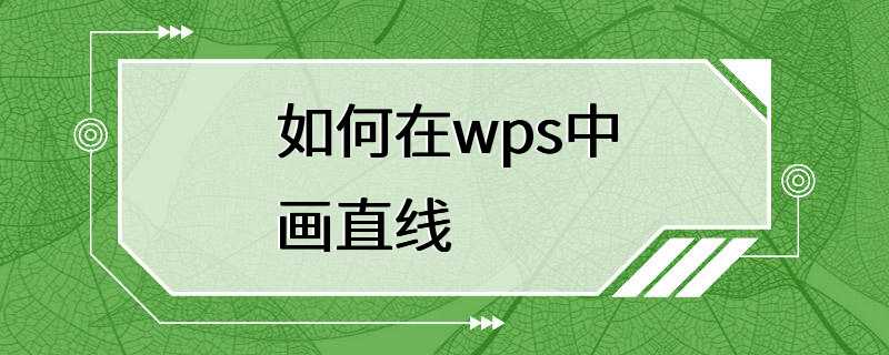 如何在wps中画直线