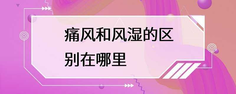 痛风和风湿的区别在哪里