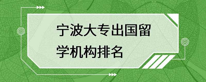 宁波大专出国留学机构排名