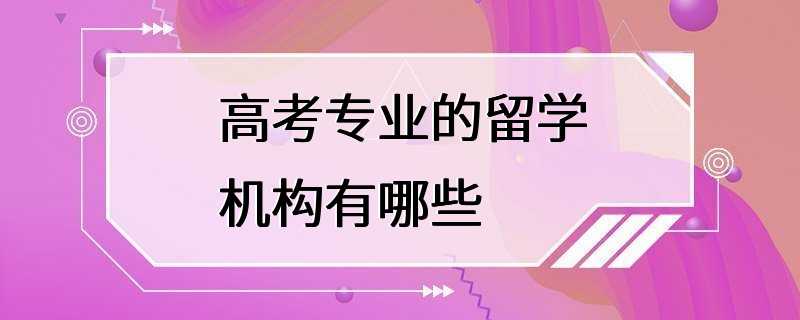 高考专业的留学机构有哪些