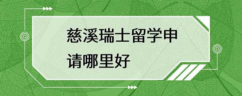 慈溪瑞士留学申请哪里好