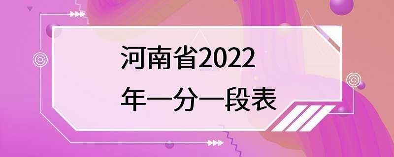 河南省2022年一分一段表