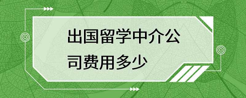 出国留学中介公司费用多少