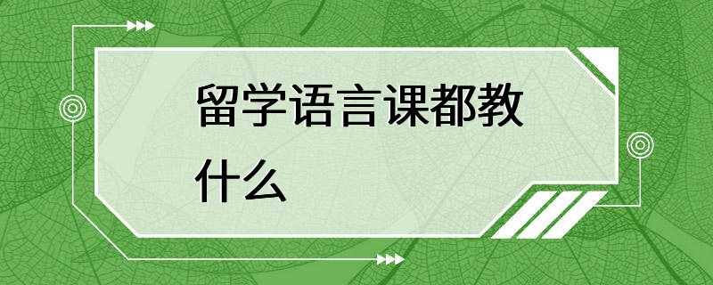 留学语言课都教什么