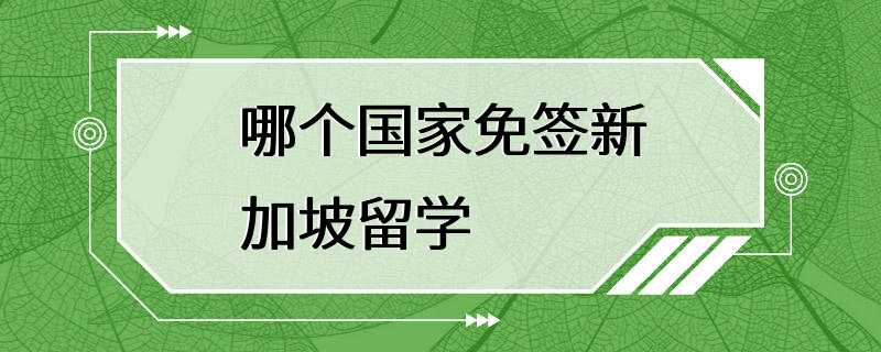 哪个国家免签新加坡留学