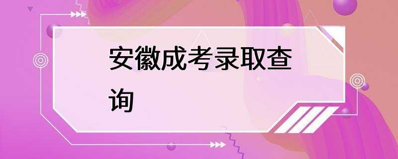 安徽成考录取查询