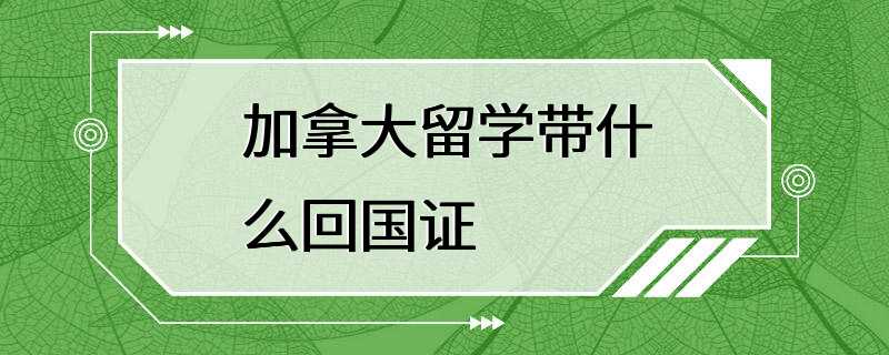 加拿大留学带什么回国证