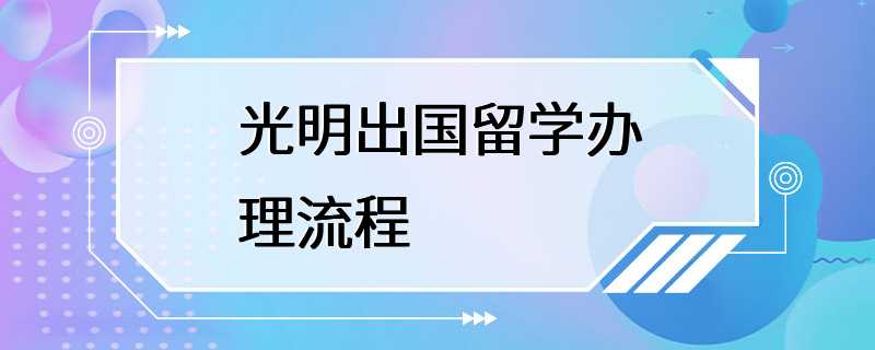 光明出国留学办理流程