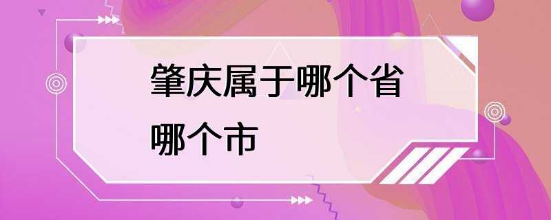 肇庆属于哪个省哪个市