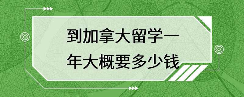 到加拿大留学一年大概要多少钱