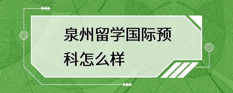 泉州留学国际预科怎么样