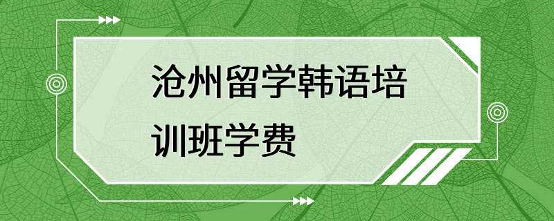 沧州留学韩语培训班学费