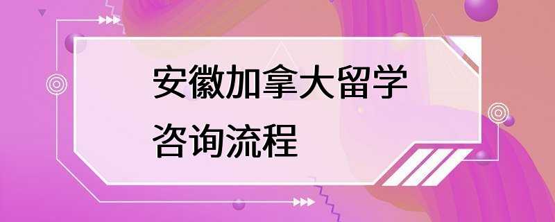 安徽加拿大留学咨询流程