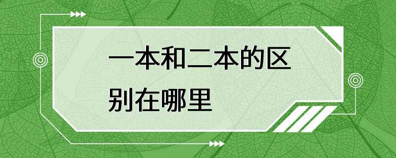 一本和二本的区别在哪里