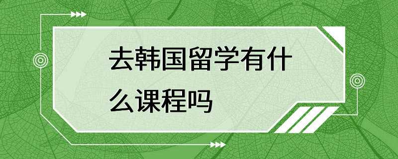 去韩国留学有什么课程吗