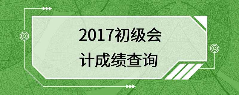 2017初级会计成绩查询