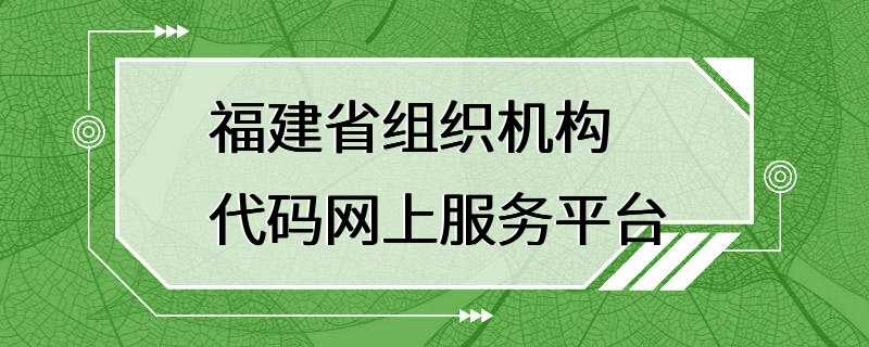 福建省组织机构代码网上服务平台