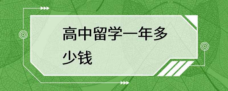 高中留学一年多少钱