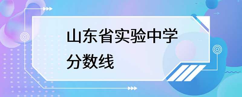 山东省实验中学分数线