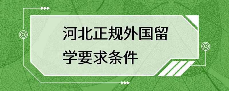 河北正规外国留学要求条件