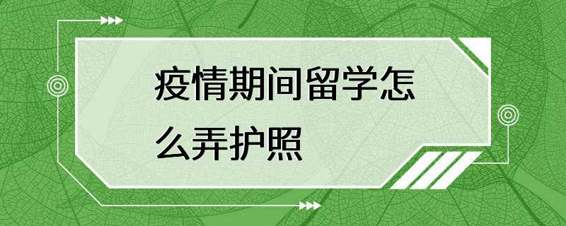 疫情期间留学怎么弄护照