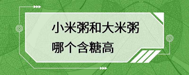 小米粥和大米粥哪个含糖高